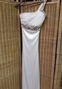 Sequin Hearts Formal Dress White Rhinestones Sequins Prom Homecoming Shower Sz 5
